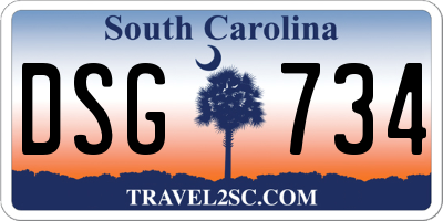 SC license plate DSG734