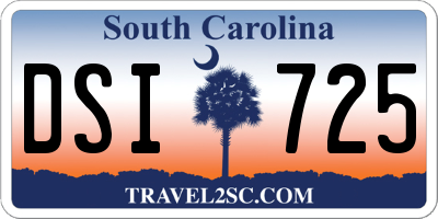 SC license plate DSI725