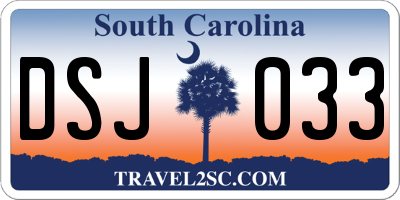 SC license plate DSJ033