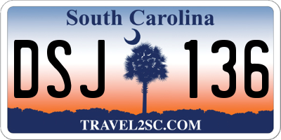 SC license plate DSJ136