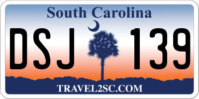 SC license plate DSJ139