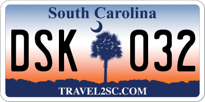 SC license plate DSK032