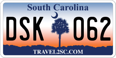 SC license plate DSK062