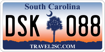 SC license plate DSK088