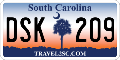 SC license plate DSK209