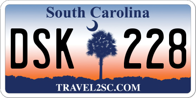 SC license plate DSK228