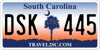 SC license plate DSK445