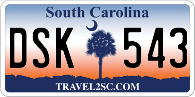 SC license plate DSK543