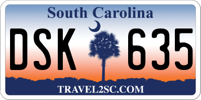 SC license plate DSK635