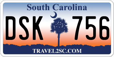 SC license plate DSK756