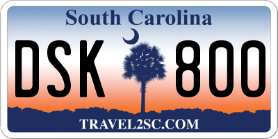 SC license plate DSK800