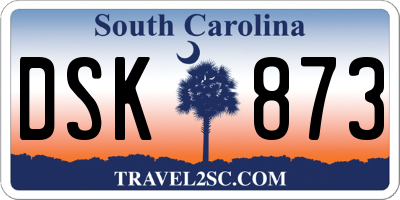 SC license plate DSK873