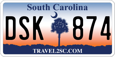 SC license plate DSK874