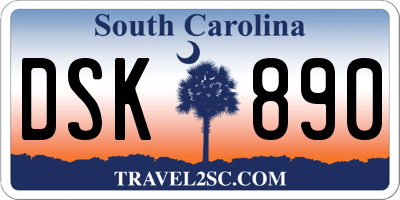 SC license plate DSK890