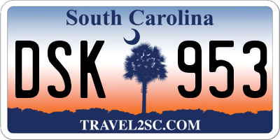 SC license plate DSK953