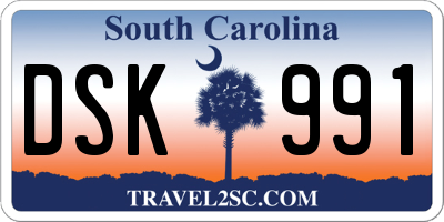 SC license plate DSK991