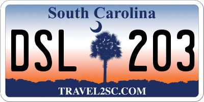 SC license plate DSL203