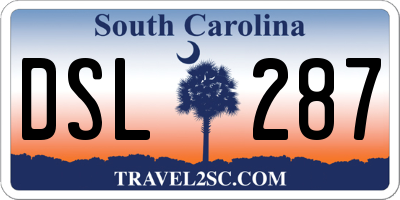 SC license plate DSL287