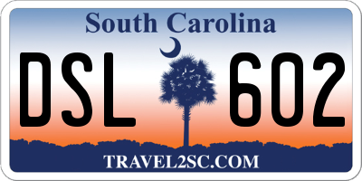 SC license plate DSL602