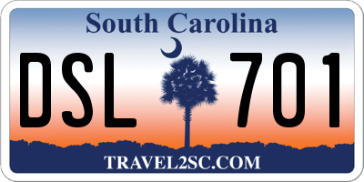 SC license plate DSL701