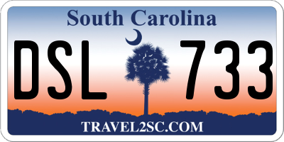 SC license plate DSL733
