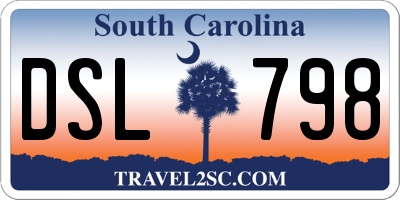 SC license plate DSL798