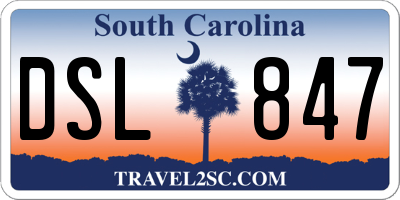 SC license plate DSL847