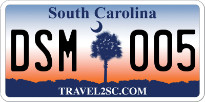SC license plate DSM005