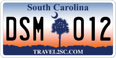 SC license plate DSM012