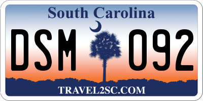 SC license plate DSM092