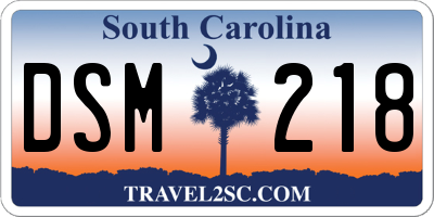 SC license plate DSM218
