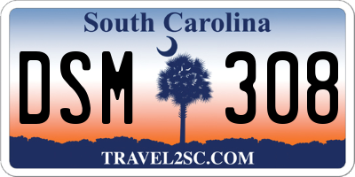 SC license plate DSM308