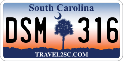 SC license plate DSM316