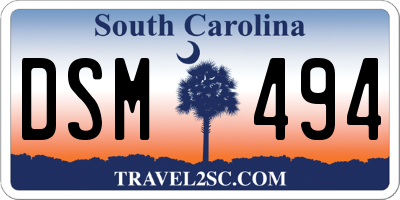 SC license plate DSM494
