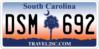 SC license plate DSM692