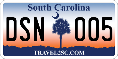 SC license plate DSN005