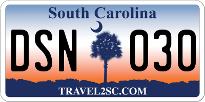 SC license plate DSN030