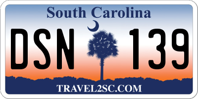 SC license plate DSN139
