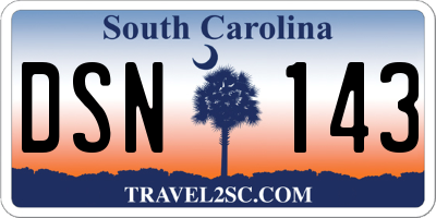 SC license plate DSN143