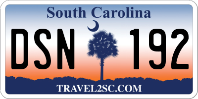 SC license plate DSN192