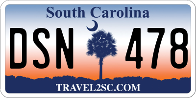 SC license plate DSN478