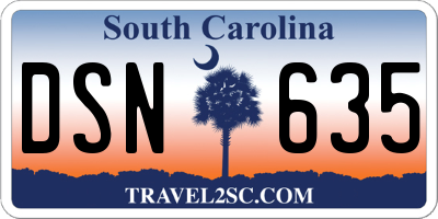 SC license plate DSN635