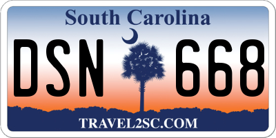 SC license plate DSN668
