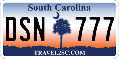 SC license plate DSN777