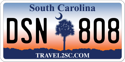 SC license plate DSN808