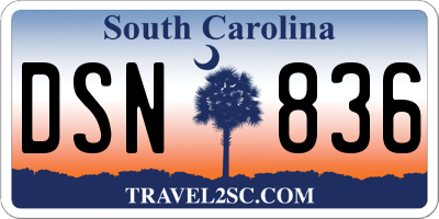 SC license plate DSN836