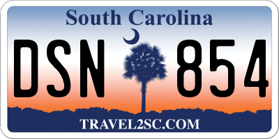 SC license plate DSN854