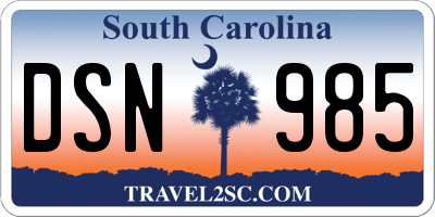 SC license plate DSN985