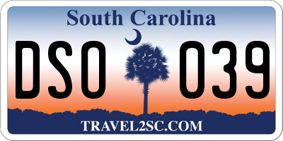 SC license plate DSO039