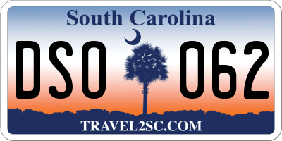 SC license plate DSO062